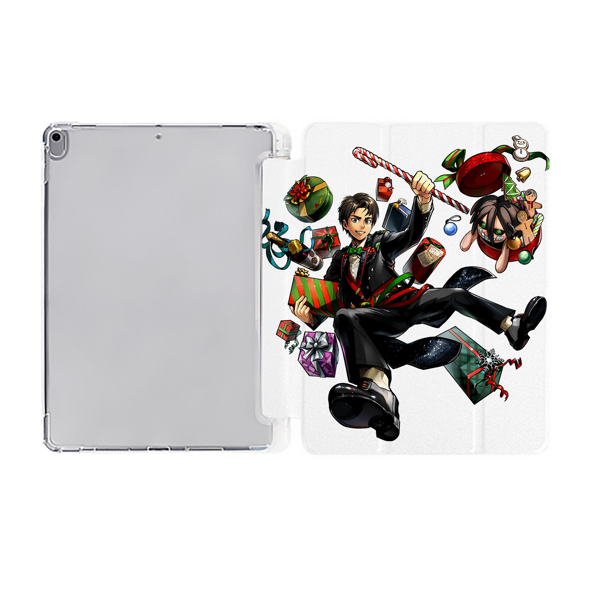（画像用） 進撃の巨人 エレン･イェーガー Attack on Titan Eren Jäger IPad ケース ペン収納付き 三つ折りスタンド PUレザー×シリコン 対応機種9.5/10.5/10.9インチ